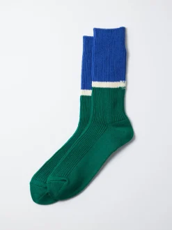 Sale Alex Mill Bicolor Ribbed Crew Socks Blue/Green