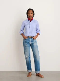 New Alex Mill Bobby Shirt In Paper Poplin Sky Blue