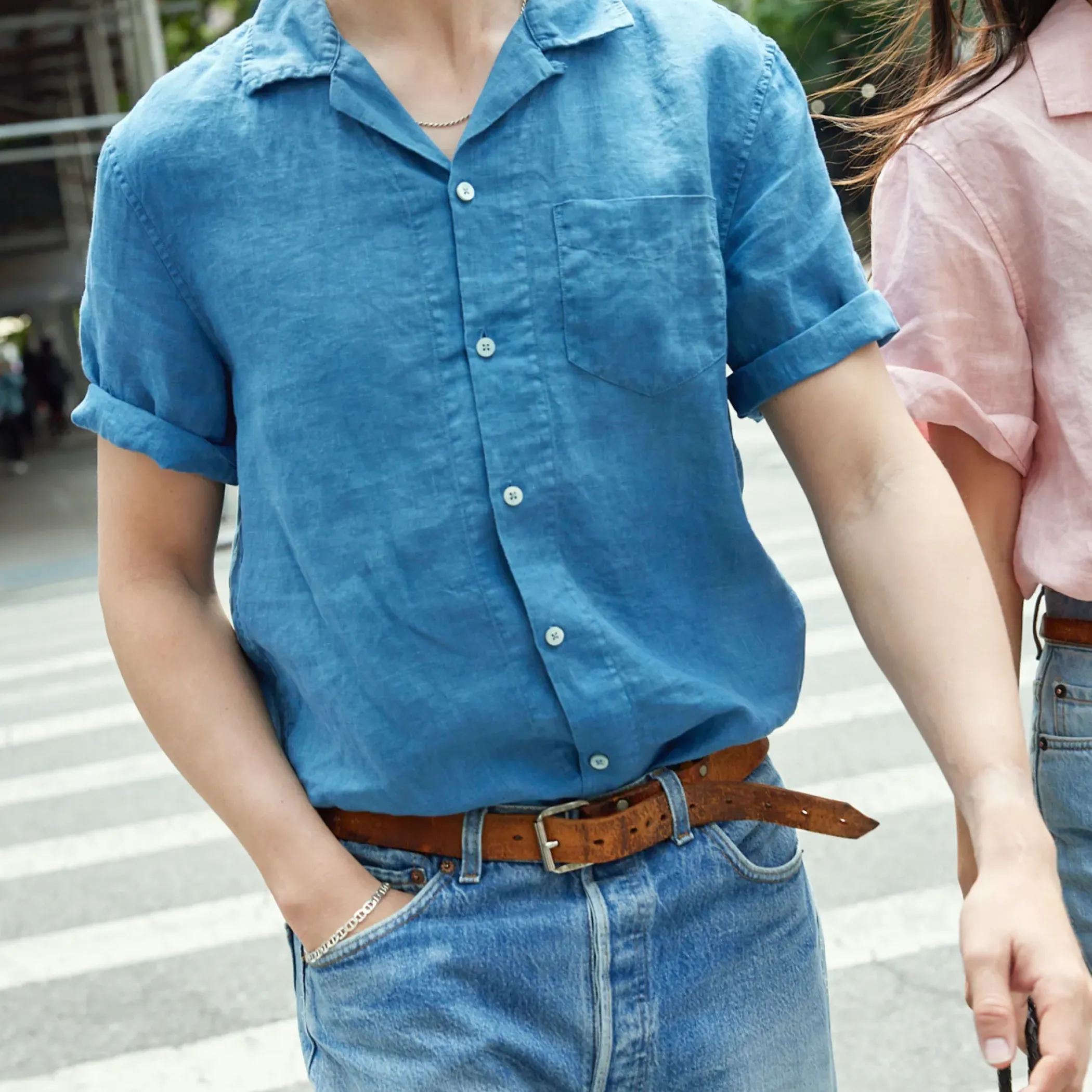New Alex Mill Botanical Dyed Camp Shirt In Linen