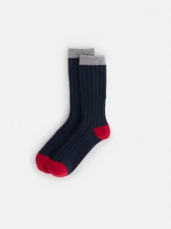 New Alex Mill Cashmere Socks Navy/Red/Heather Grey
