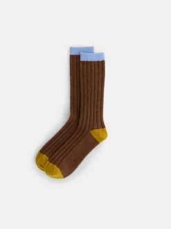 Outlet Alex Mill Cashmere Socks Chestnut/Gold/Light Blue