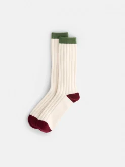 Sale Alex Mill Cashmere Socks Ivory/Burgundy/Green