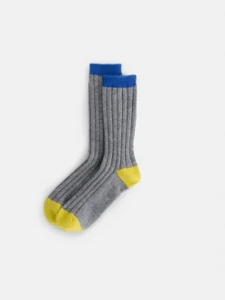 Sale Alex Mill Cashmere Socks Heather Grey/Yellow/Blue