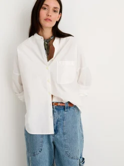 Clearance Alex Mill Collarless Standard Shirt In Solid