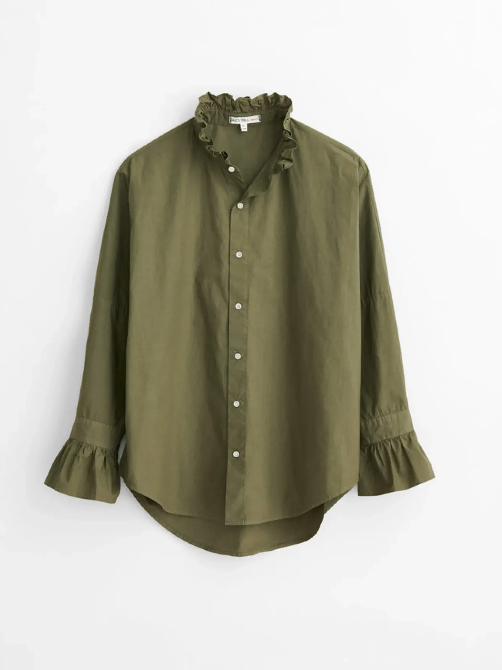 Online Alex Mill Easy Ruffle Shirt In Paper Poplin Dusty Olive