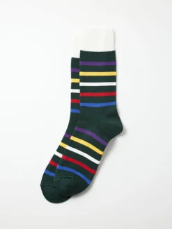 Online Alex Mill Five Stripe Crew Socks Dark Green