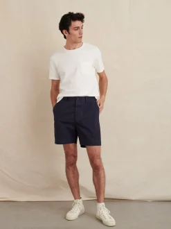 Hot Alex Mill Flat Front Shorts In Chino Dark Navy