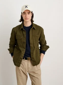 Hot Alex Mill Garment Dyed Work Jacket In Recycled Denim Military Olive