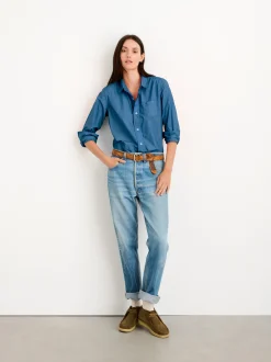 Discount Alex Mill Indigo Dyed Bobby Shirt In Paper Poplin