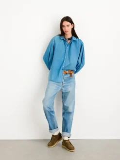 New Alex Mill Indigo Dyed Kit Shirt In Paper Poplin