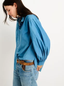 New Alex Mill Indigo Dyed Kit Shirt In Paper Poplin