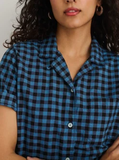 New Alex Mill Indigo Dyed Maddie Camp Shirt In Gingham