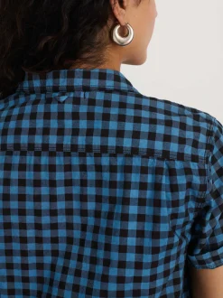 New Alex Mill Indigo Dyed Maddie Camp Shirt In Gingham