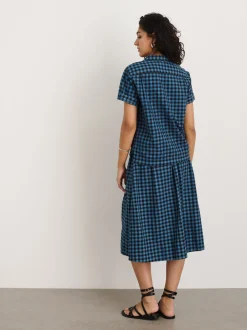 New Alex Mill Indigo Dyed Maddie Camp Shirt In Gingham