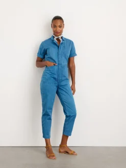 Best Alex Mill Indigo Dyed Standard Short Sleeve Jumpsuit