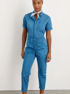 Best Alex Mill Indigo Dyed Standard Short Sleeve Jumpsuit