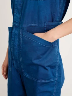 Sale Alex Mill Indigo Dyed Standard Short Jumpsuit In Cotton Twill