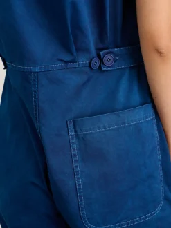 Sale Alex Mill Indigo Dyed Standard Short Jumpsuit In Cotton Twill