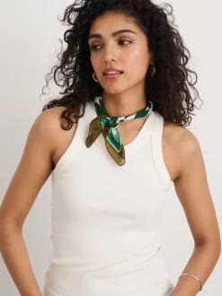 Discount Alex Mill Italian Bandana In Checkers Ivory/Golden Khaki/Green