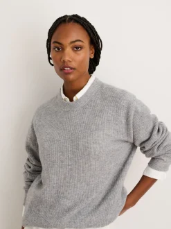 Discount Alex Mill Jordan Sweater In Lightweight Cashmere Light Heather Grey