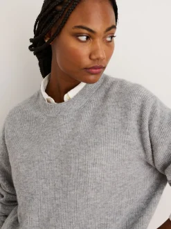 Discount Alex Mill Jordan Sweater In Lightweight Cashmere Light Heather Grey
