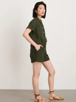 Sale Alex Mill Maddie Camp Shirt In Linen Pine Needle