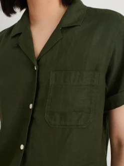 Sale Alex Mill Maddie Camp Shirt In Linen Pine Needle