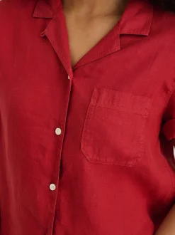 Outlet Alex Mill Maddie Camp Shirt In Linen Brick Red