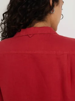 Outlet Alex Mill Maddie Camp Shirt In Linen Brick Red