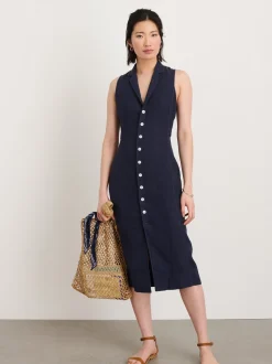 Fashion Alex Mill Mathilde Vest Dress In Linen Dark Navy