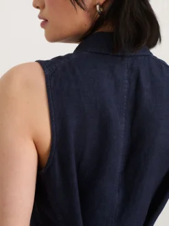 Fashion Alex Mill Mathilde Vest Dress In Linen Dark Navy
