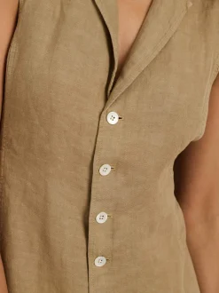 Online Alex Mill Mathilde Vest Dress In Linen Vintage Khaki