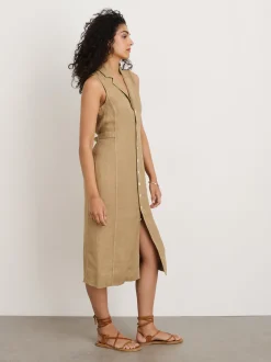 Online Alex Mill Mathilde Vest Dress In Linen Vintage Khaki
