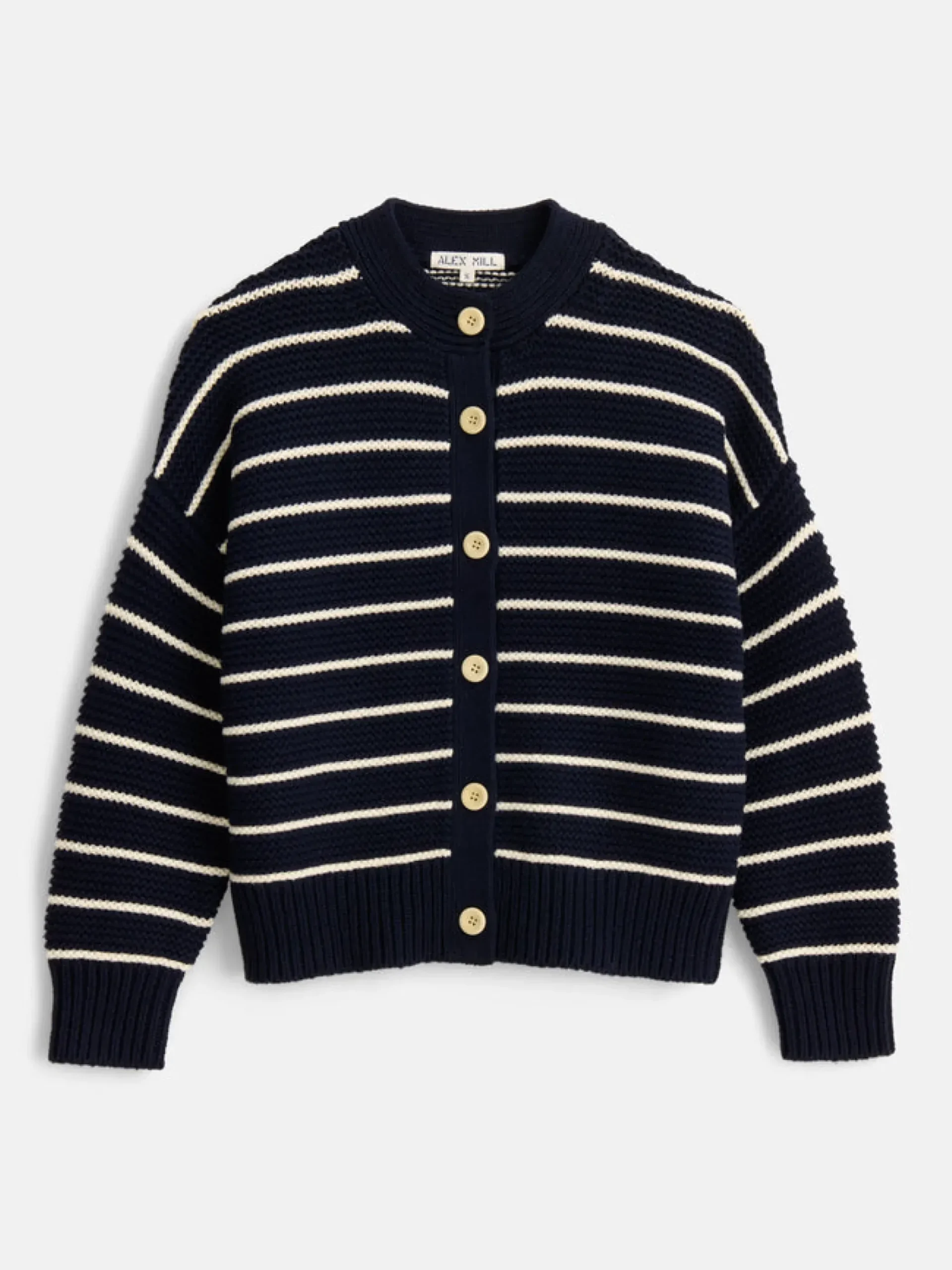 New Alex Mill Nico Chunky Cardigan In Stripe Navy/Ivory