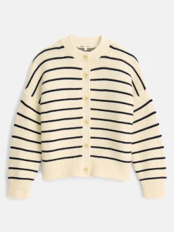 Sale Alex Mill Nico Chunky Cardigan In Stripe Ivory/Navy