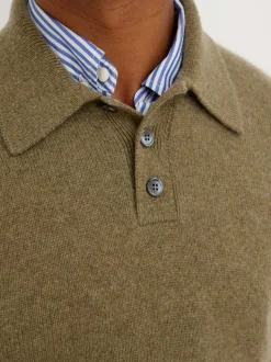 Fashion Alex Mill Polo Sweater In Washed Cashmere Heather Olive