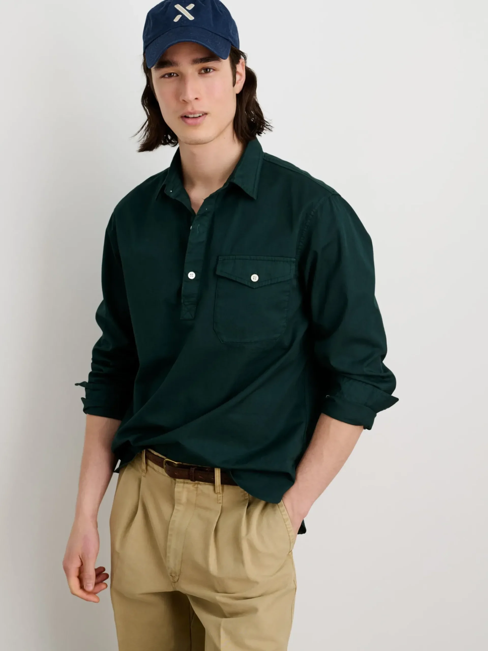 Best Alex Mill Popover Shirt In Cotton Twill Dark Spruce
