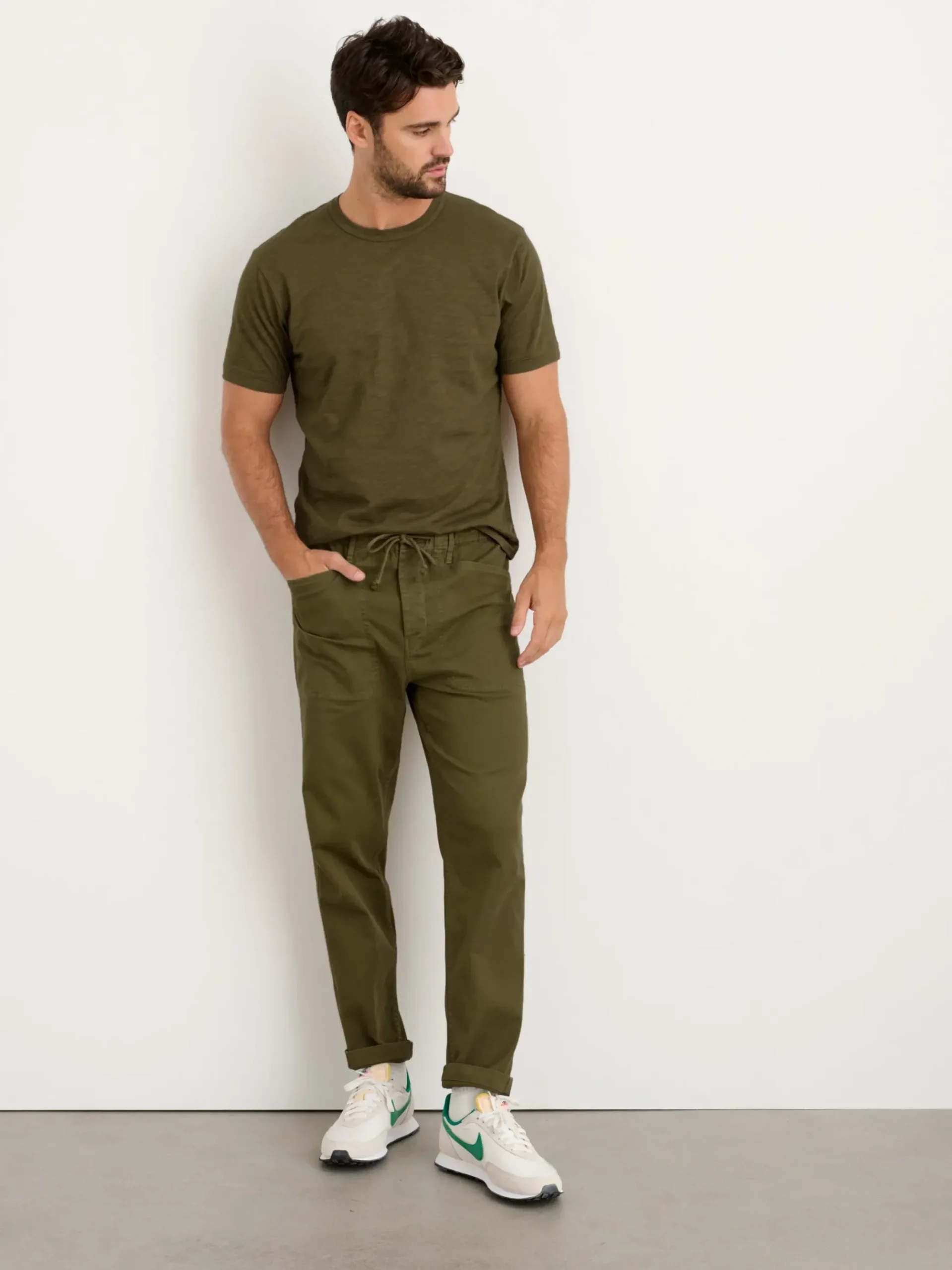 New Alex Mill Pull-On Button Fly Pant Olive