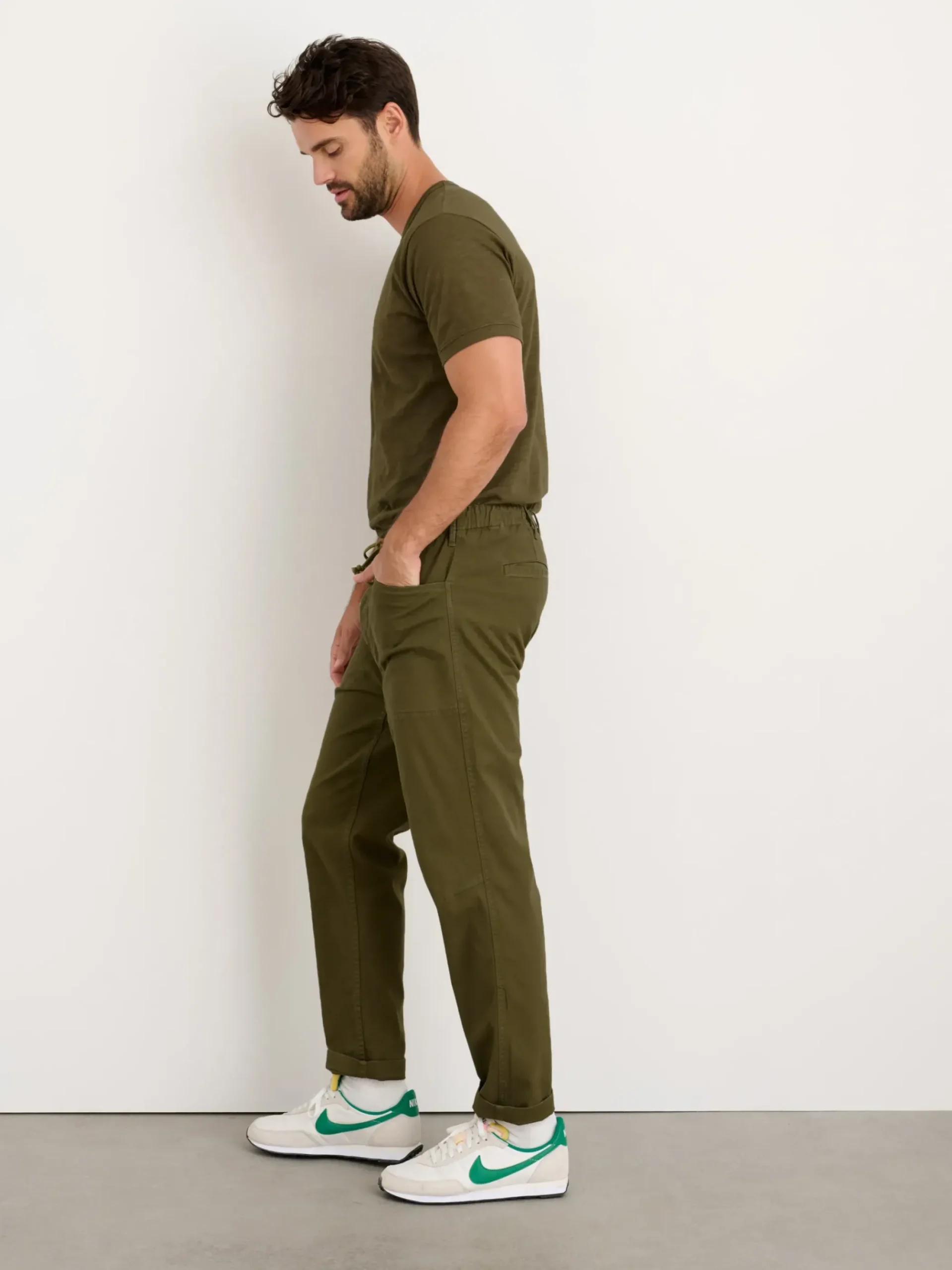 New Alex Mill Pull-On Button Fly Pant Olive
