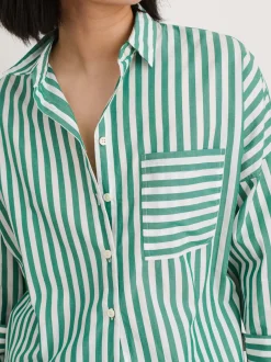 New Alex Mill Rework Standard Shirt In Bold Stripe Green/White