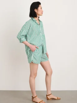 New Alex Mill Rework Standard Shirt In Bold Stripe Green/White