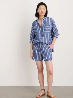 New Alex Mill Rework Sunny Pull On Short In Wide Stripe