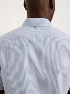 Hot Alex Mill Short Sleeve Mill Shirt In Stripe Fine Blue Stripe