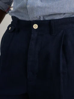 Clearance Alex Mill Standard Pleated Pant In Linen Navy