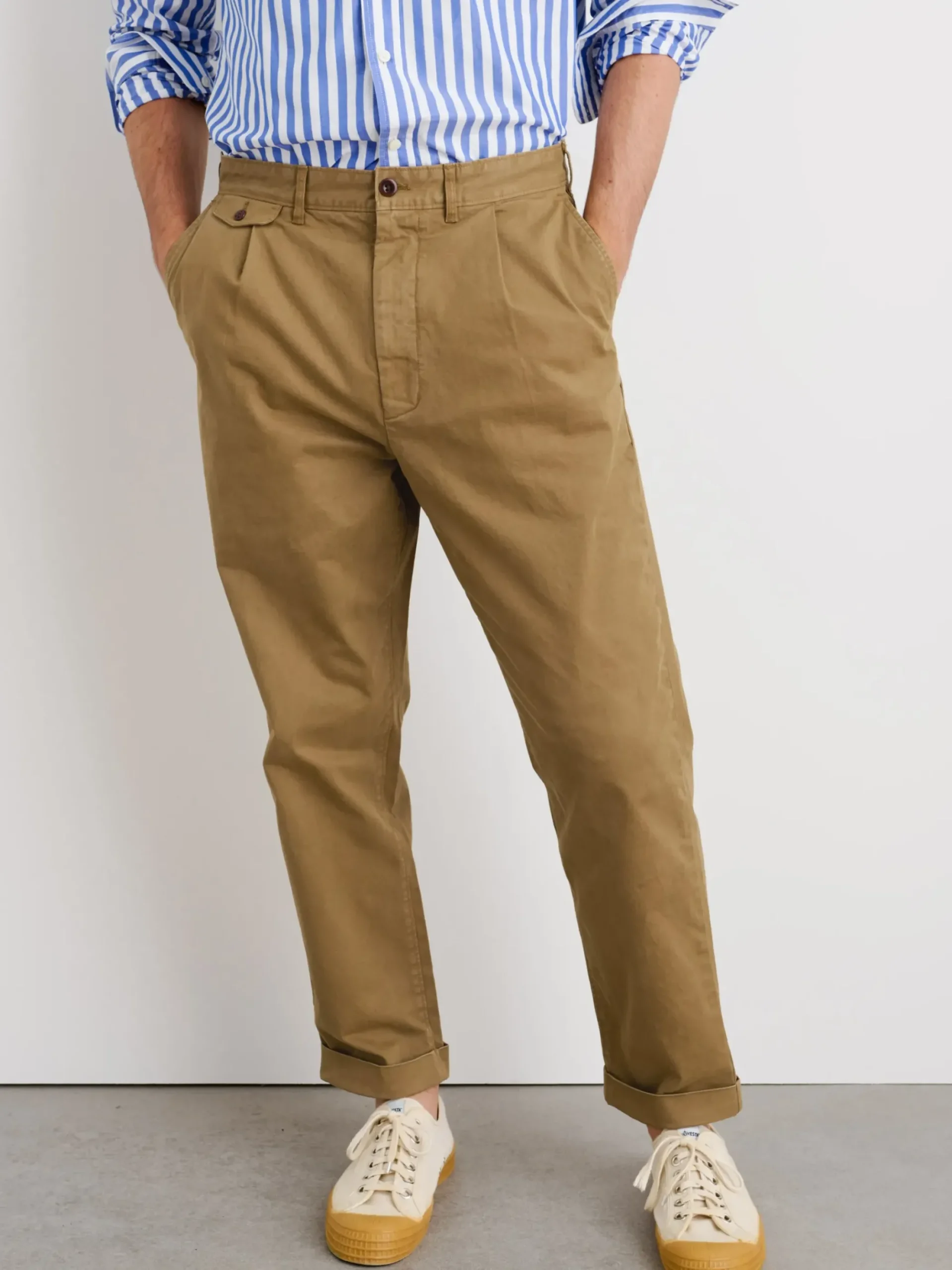 Hot Alex Mill Standard Pleated Pant In Chino (Long Inseam) Dark Khaki
