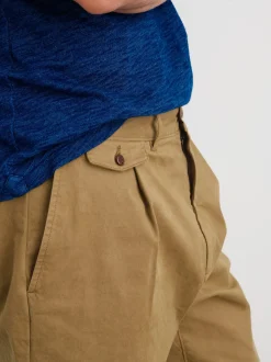 Clearance Alex Mill Standard Pleated Pant In Chino Dark Khaki