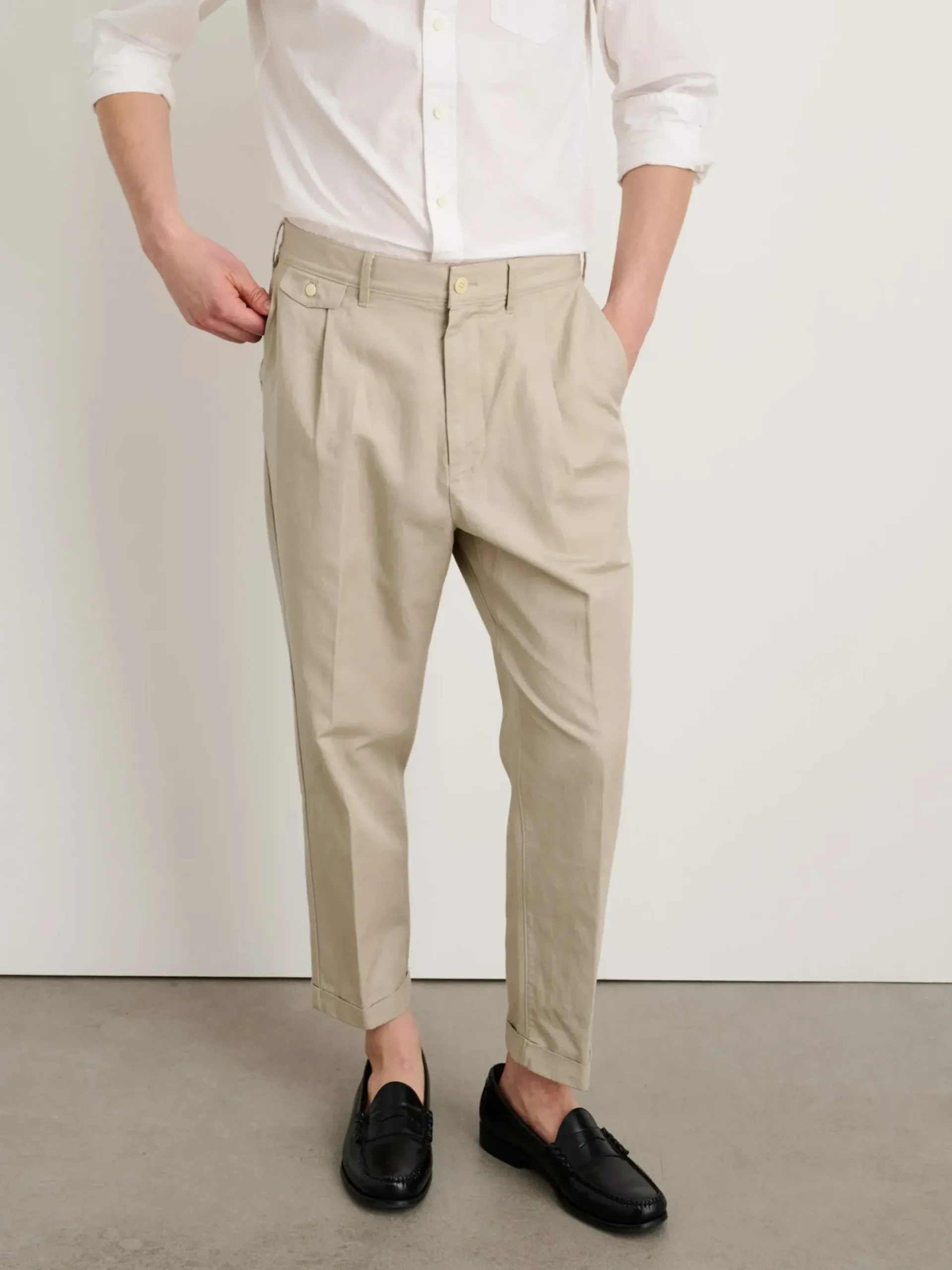 New Alex Mill Standard Pleated Pant In Cotton Linen Silver Cloud
