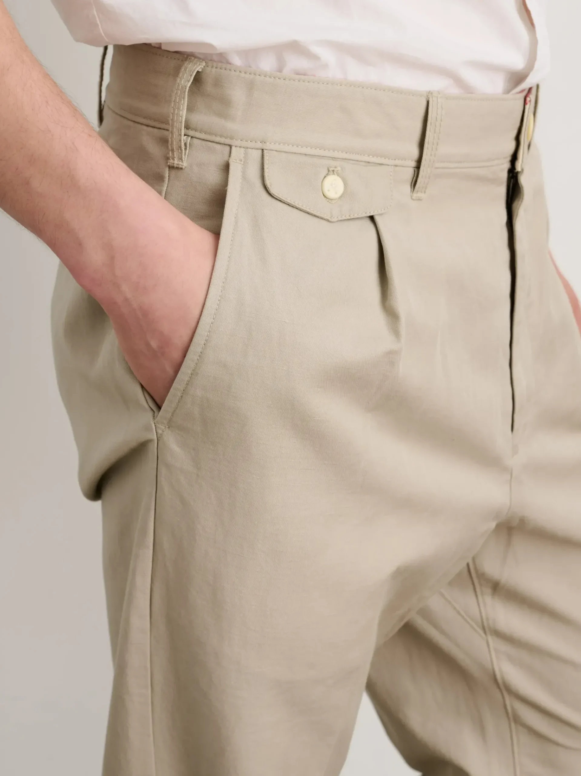 New Alex Mill Standard Pleated Pant In Cotton Linen Silver Cloud