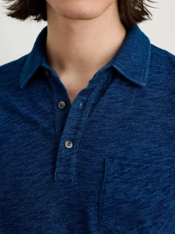 Online Alex Mill Standard Polo In Indigo Slub Cotton Dark Indigo