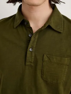 New Alex Mill Standard Slub Cotton Polo Deep Olive